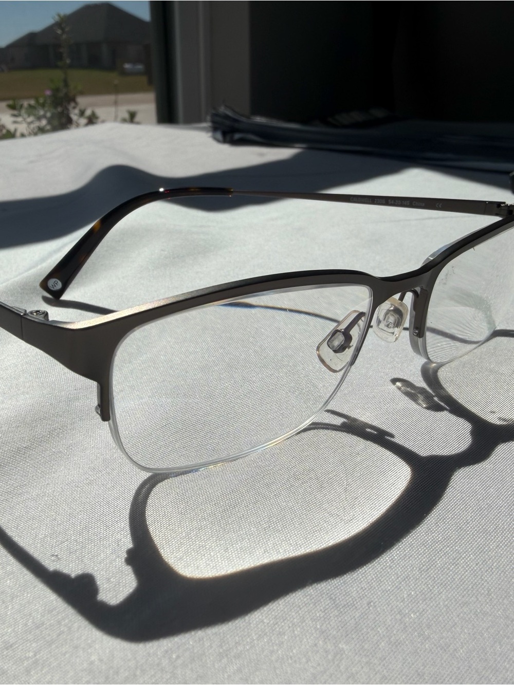 Warby Parker “Caldwell” Men's Semi-Rimless Eyeglass Frames - Gray